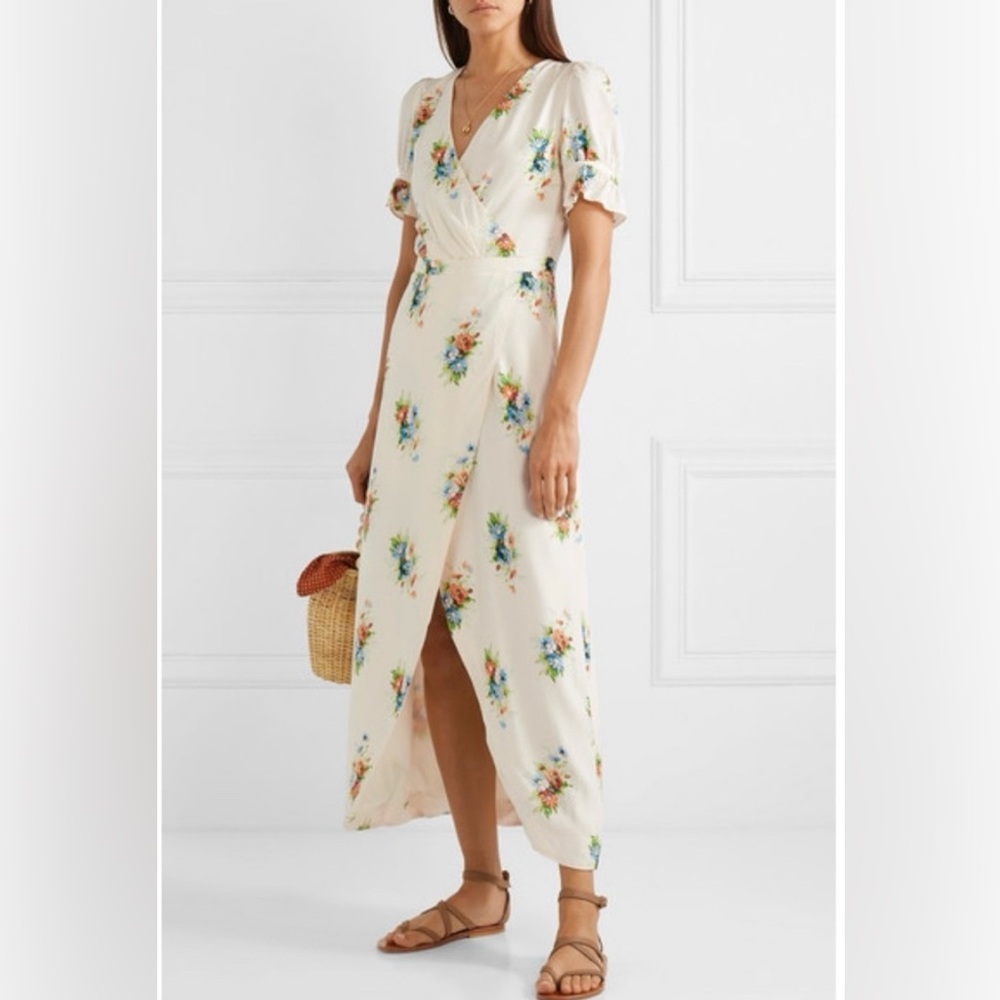 Madewell Blue and White Floral Wrap Dress